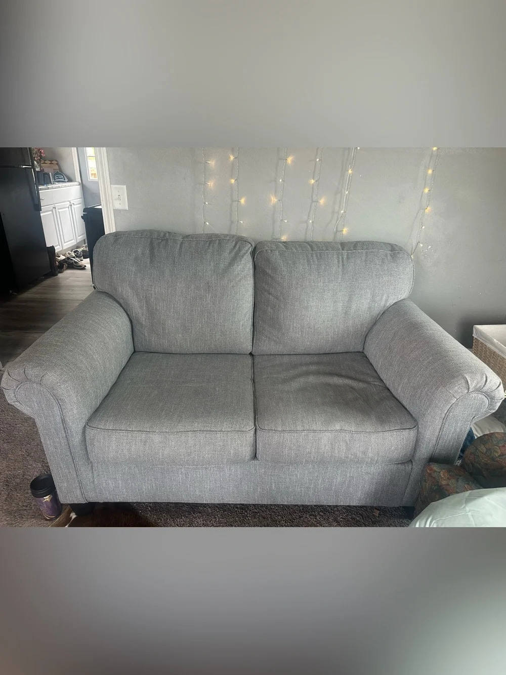 Stylish Gray Fabric Loveseat Sofa - Cozy Two-Seater